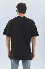 Unisex Oversize Taşlı Bisiklet Yaka T-Shirt