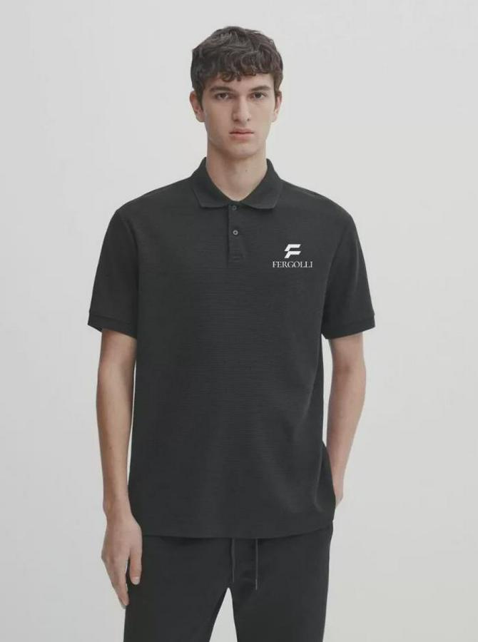 Yakası Düğmeli Yakalı Pike Baskılı T-Shirt