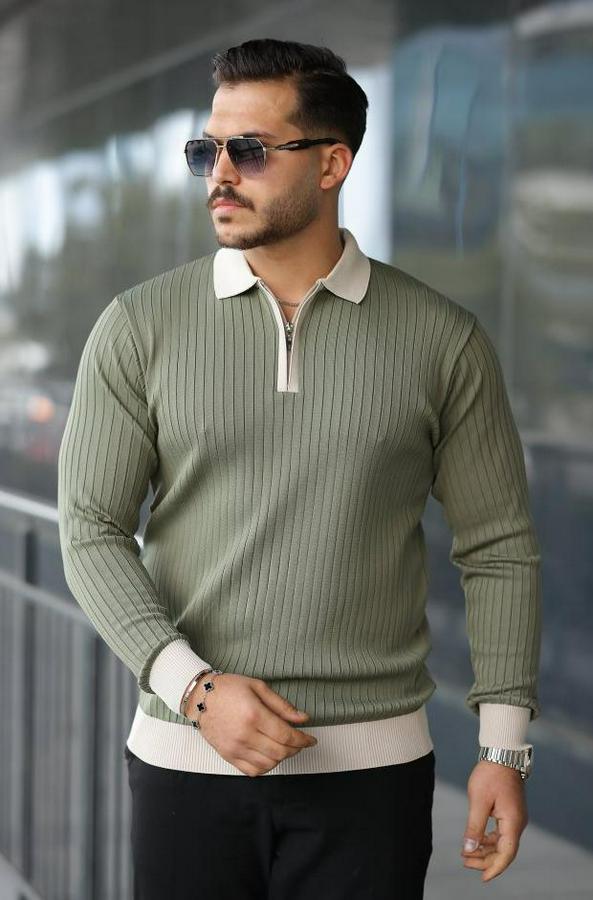 Kol Ve Yaka Detaylı Uzun Kollu Triko