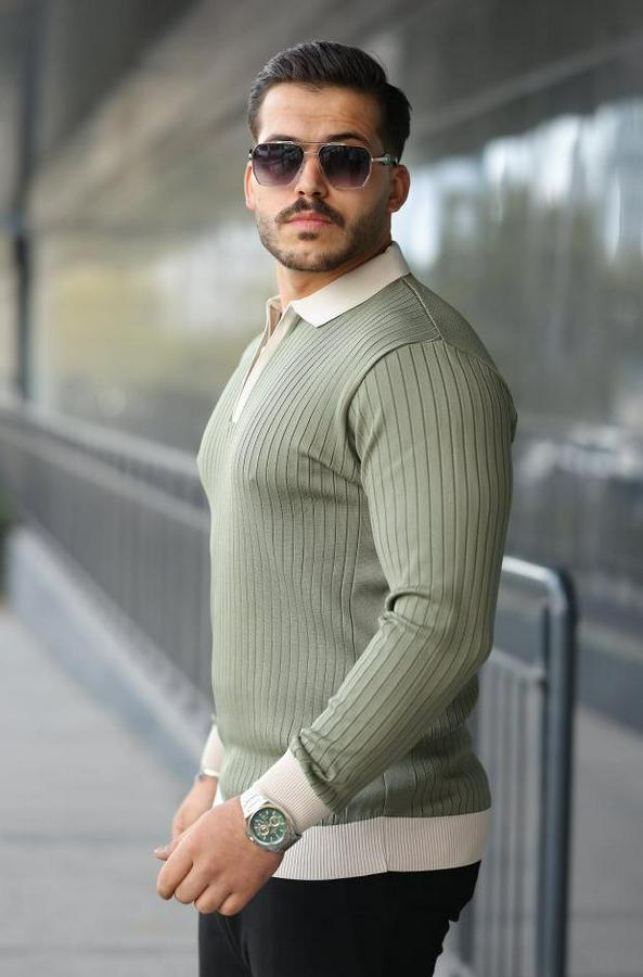 Kol Ve Yaka Detaylı Uzun Kollu Triko