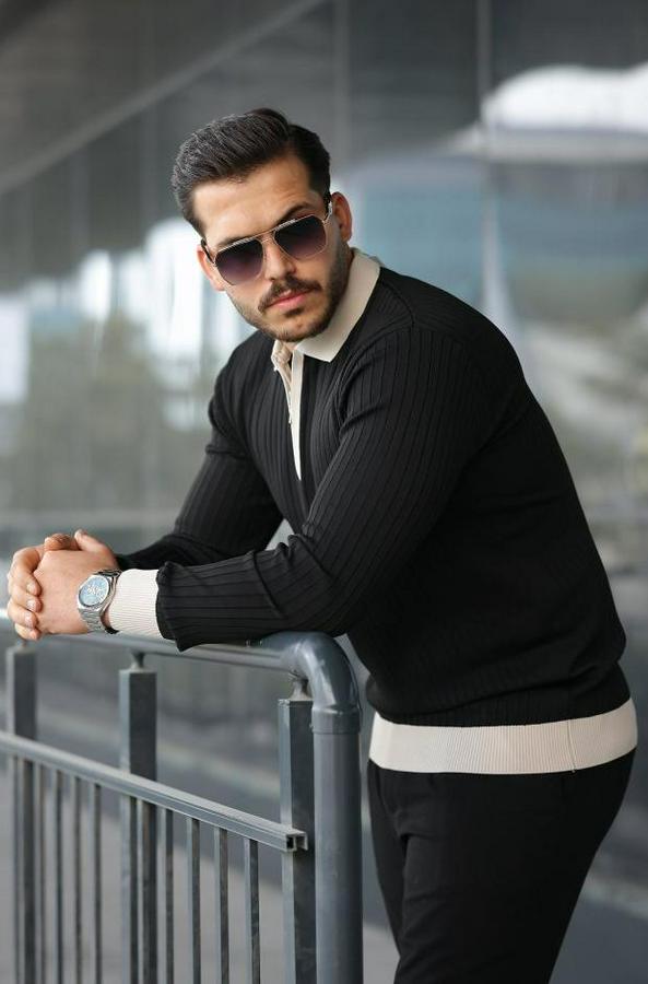 Kol Ve Yaka Detaylı Uzun Kollu Triko