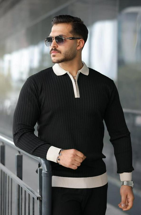 Kol Ve Yaka Detaylı Uzun Kollu Triko