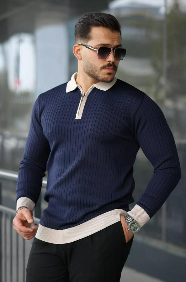 Kol Ve Yaka Detaylı Uzun Kollu Triko