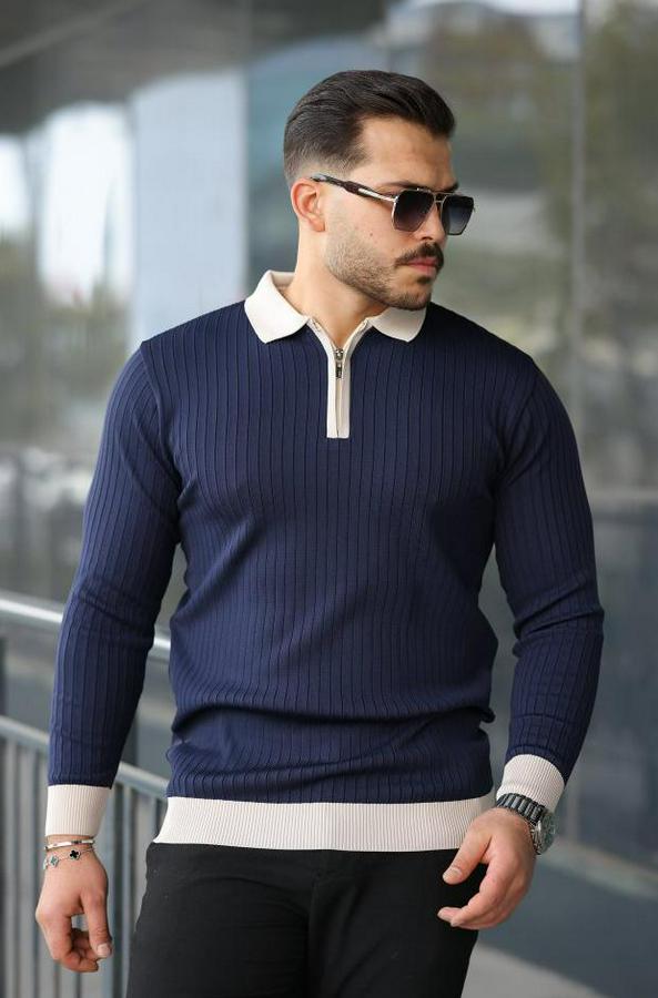 Kol Ve Yaka Detaylı Uzun Kollu Triko