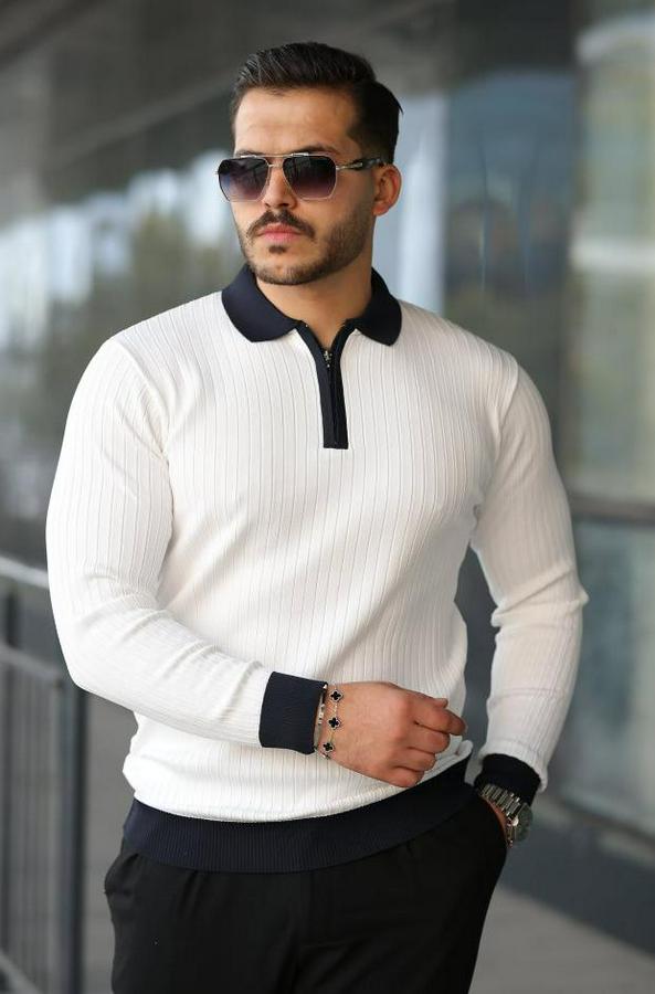 Kol Ve Yaka Detaylı Uzun Kollu Triko