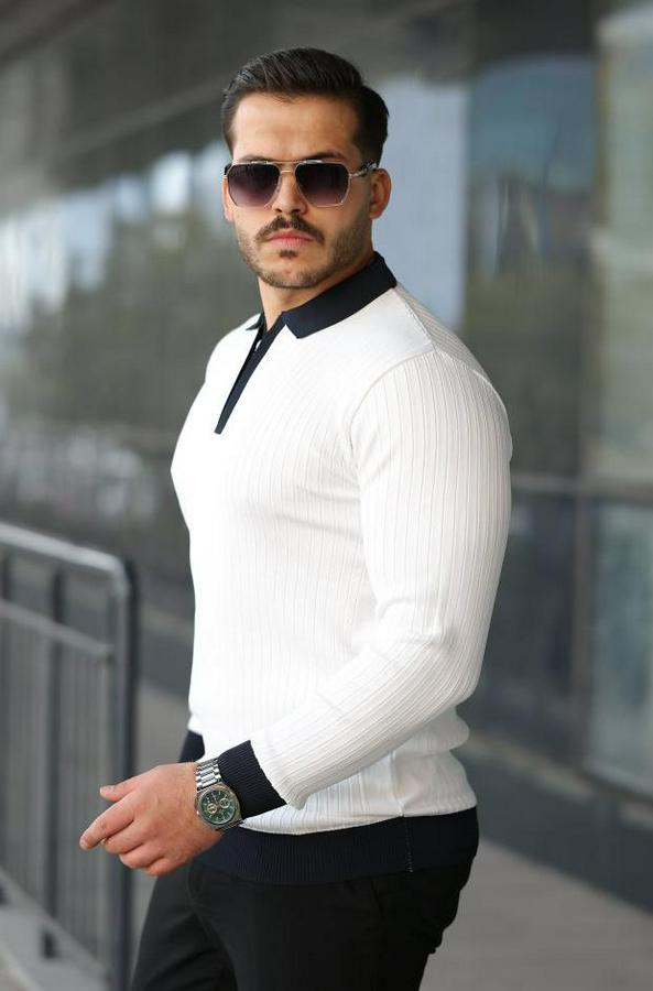 Kol Ve Yaka Detaylı Uzun Kollu Triko