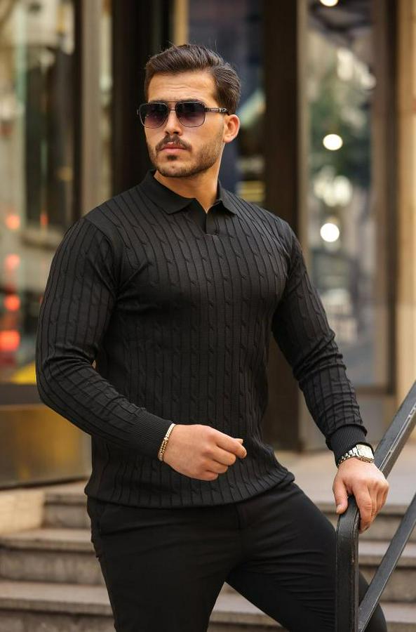 Saç Örgü Desen Uzun Kollu Triko