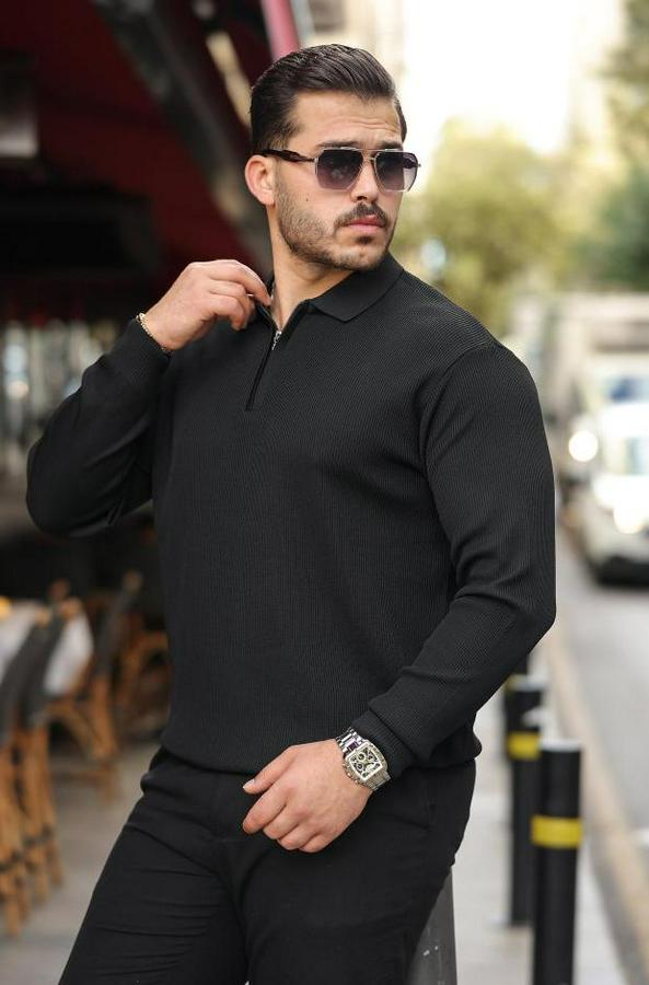 Selanik Örme Yakalı Uzun Kollu Triko