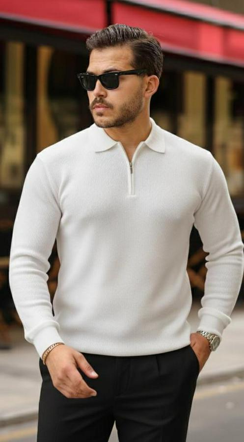 Selanik Örme Yakalı Uzun Kollu Triko