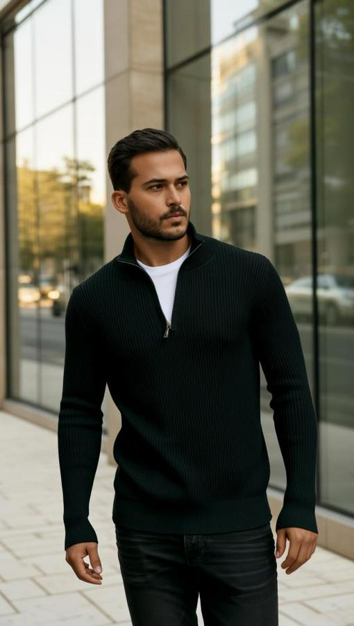 Balıkçı Zip Yaka Uzun Kollu Triko