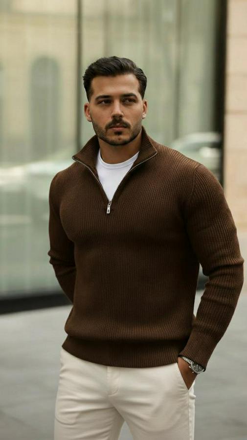 Balıkçı Zip Yaka Uzun Kollu Triko