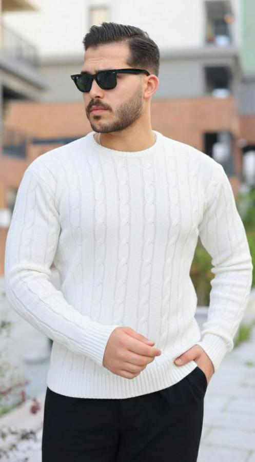 Örgü Desen Bisiklet Yaka Kazak