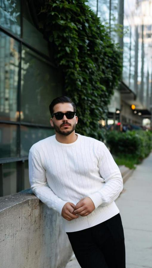 Örgü Desen Bisiklet Yaka Kazak