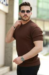Bisiklet Yaka Jakarlı Kısa Kollu Tshirt