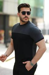Bisiklet Yaka Parçalı Renk  Kısa Kollu Tshirt