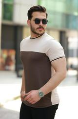 Bisiklet Yaka Parçalı Renk Kısa Kollu Tshirt