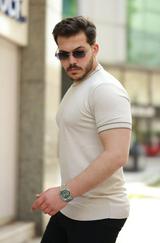 Bisiklet Yaka Ribanalı Kısa Kollu Tshirt
