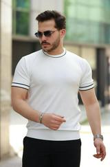 Bisiklet Yaka Ribanalı Kısa Kollu Tshirt