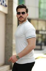 Bisiklet Yaka Ribanalı Kısa Kollu Tshirt