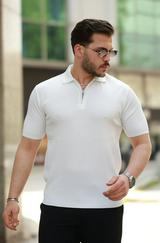 Fermuarlı Yakalı Kısa Kollu Tshirt