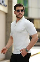 Fermuarlı Yakalı Kısa Kollu Tshirt