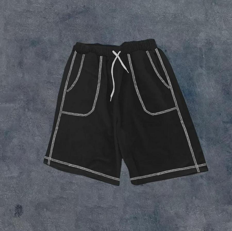 Unisex Dikişli Cepli Oversize Şort