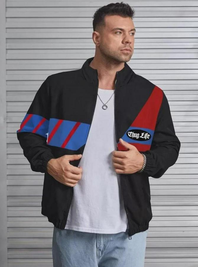 Unisex Uzun Koll Fermuarlı Baskılı Rüzgarlik