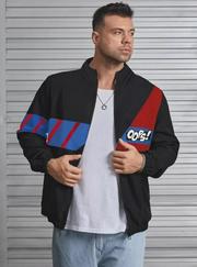 Unisex Uzun Koll Fermuarlı Baskılı Rüzgarlik