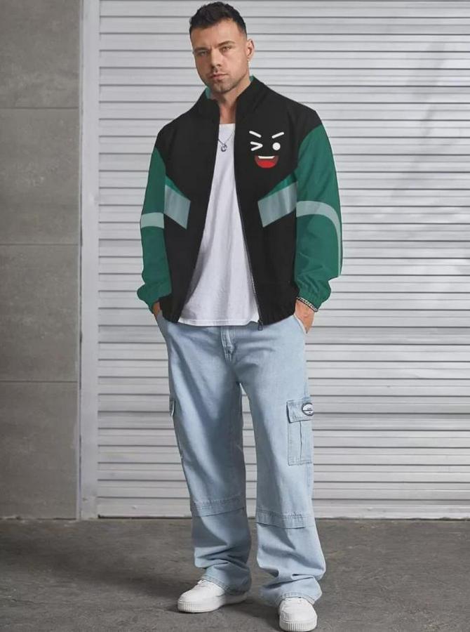 Unisex Uzun Kollu Paraşüt Kumaş Rüzgarlik