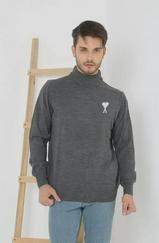 Unisex Yarım Boğazlı Baskılı Dokuma Triko