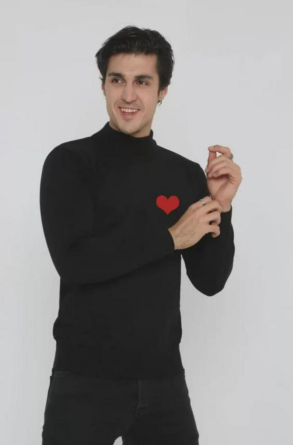 Unisex Yarım Boğazlı Baskılı Dokuma Triko