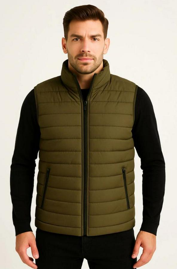 Şişme Fermuarlı Yelek Su Itici Kapitone Astarlı Kumaş Cepli Hafif Kışlık Spor Rahat Kalıp