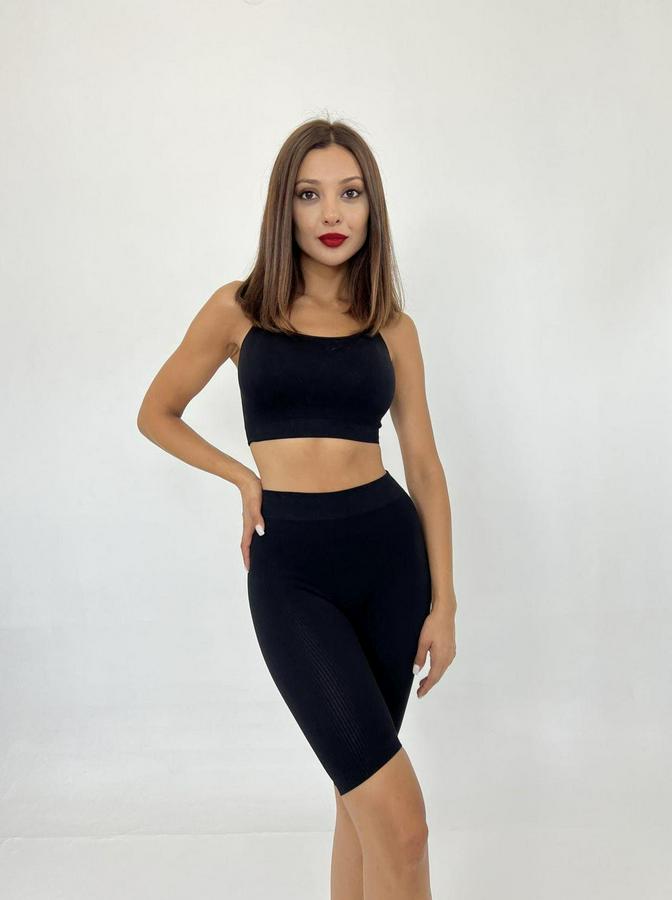 Fitilli Şort-Siyah
