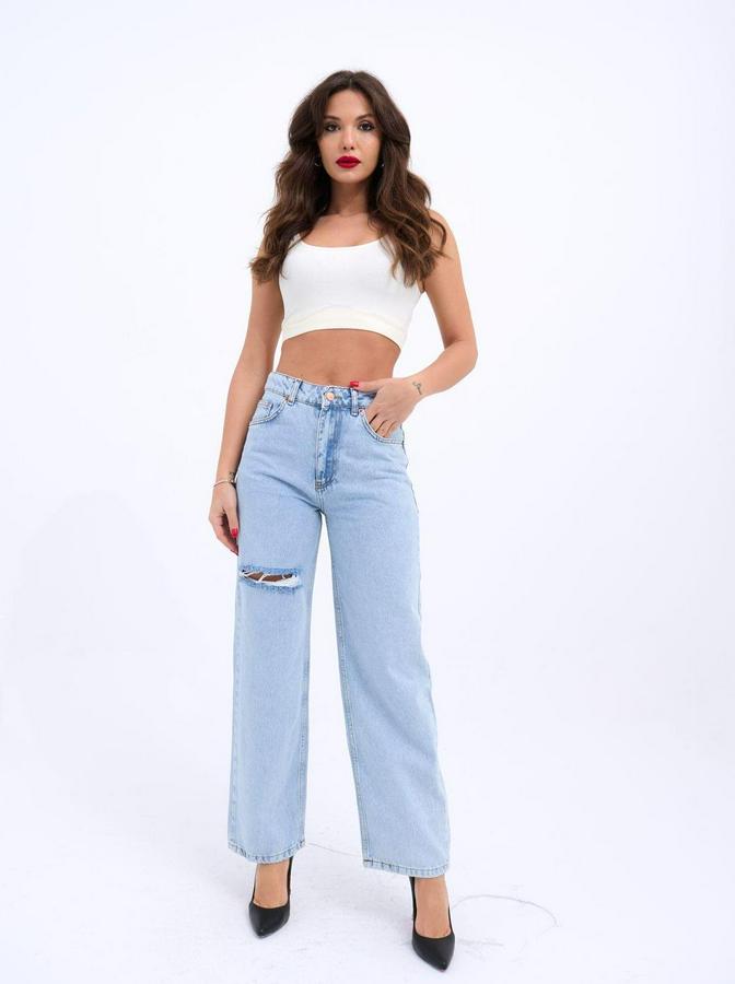Denim Wide Leg-Açik Mavi