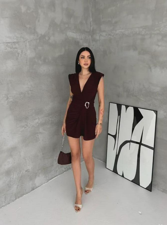 Kruvaze Drapeli Tokalı Mini Elbise Şık Gece Davet Abiye