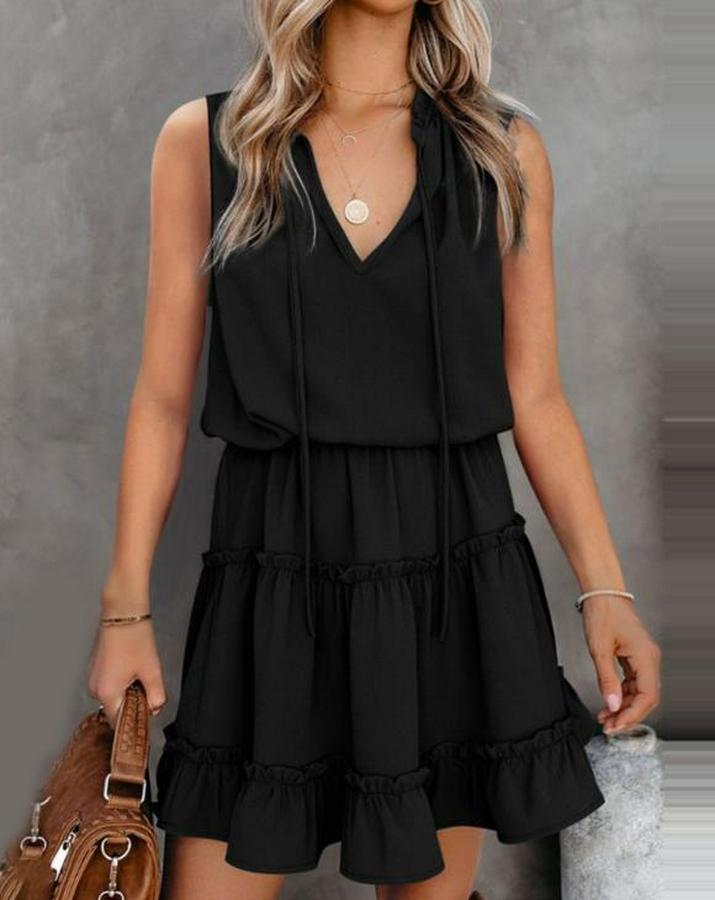 Sıfır Kol V Yaka Ipek Aerobin Elbise