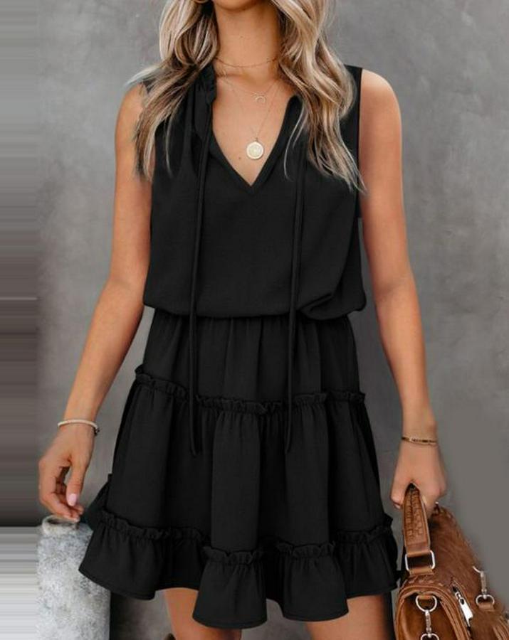 Sıfır Kol V Yaka Ipek Aerobin Elbise