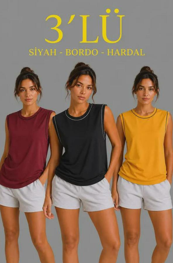’lü Kolsuz Sporcu Atlet Seti Yazlık Bisiklet Yaka