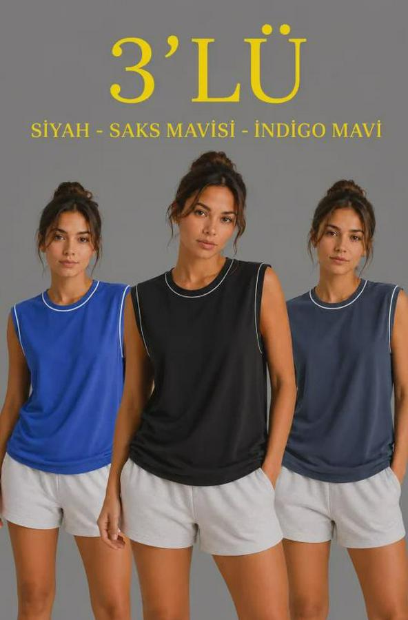 ’lü Kolsuz Sporcu Atlet Seti Yazlık Bisiklet Yaka