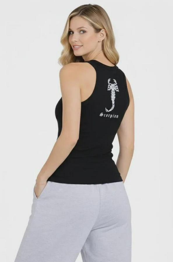 Fitilli Atlet Sıfır Yaka Slim Fit Arka Baskılı Spor Atlet