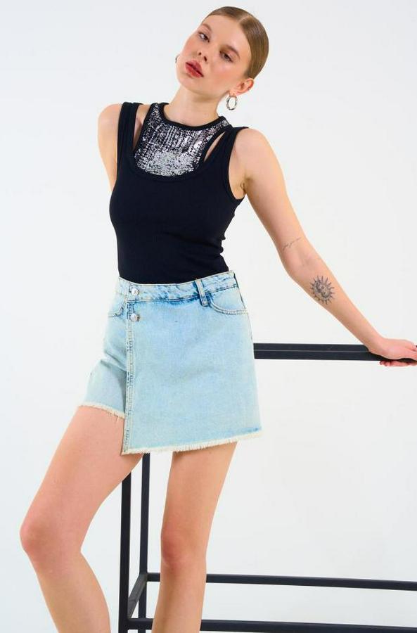 Içi Baskılı Halter Yaka Kaşkorse Atlet