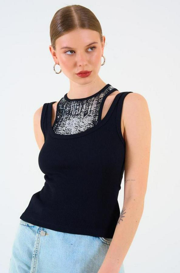 Içi Baskılı Halter Yaka Kaşkorse Atlet