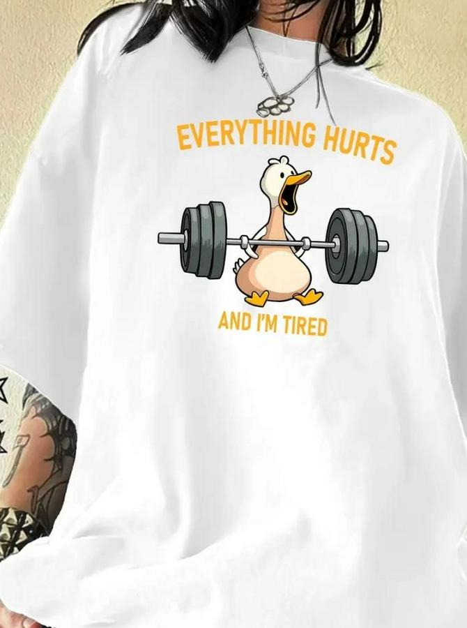 Baskılı Oversize Bisiklet Yaka T-Shirt