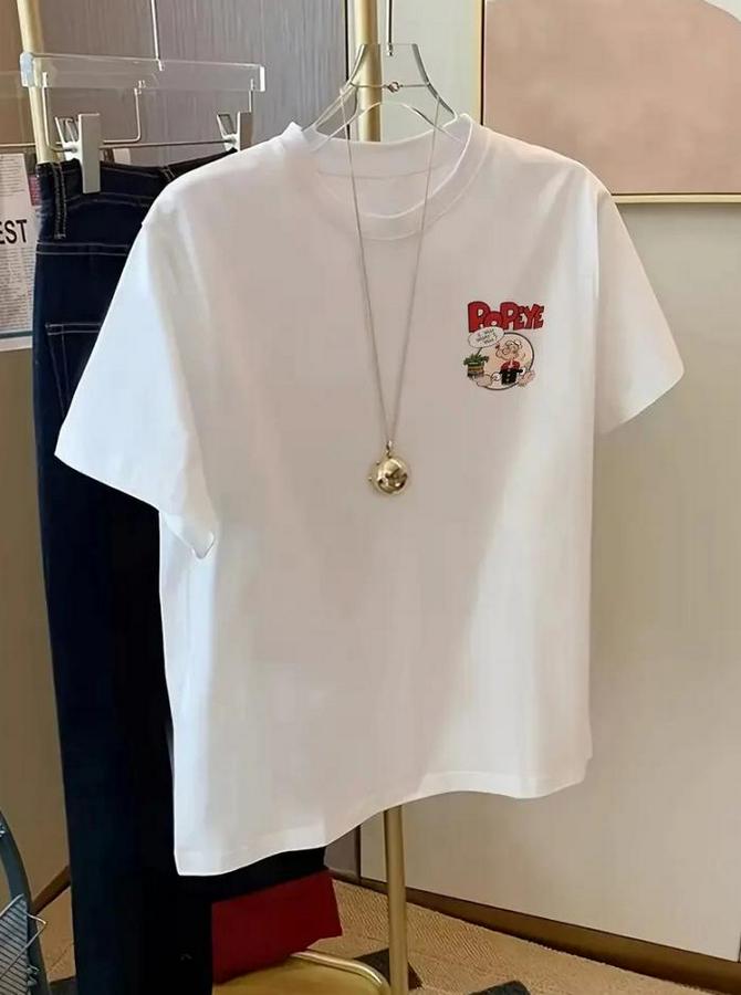 Baskılı Oversize Bisiklet Yaka T-Shirt