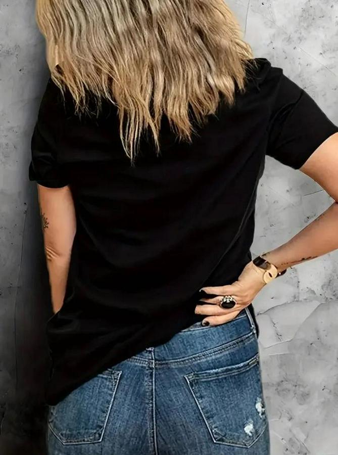 Baskılı Oversize Bisiklet Yaka T-Shirt