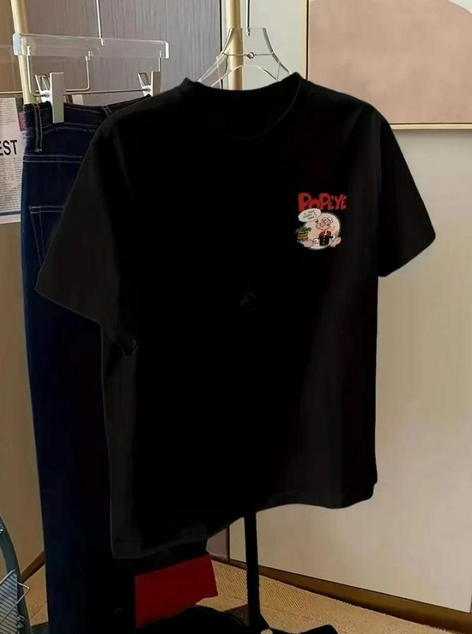 Baskılı Oversize Bisiklet Yaka T-Shirt