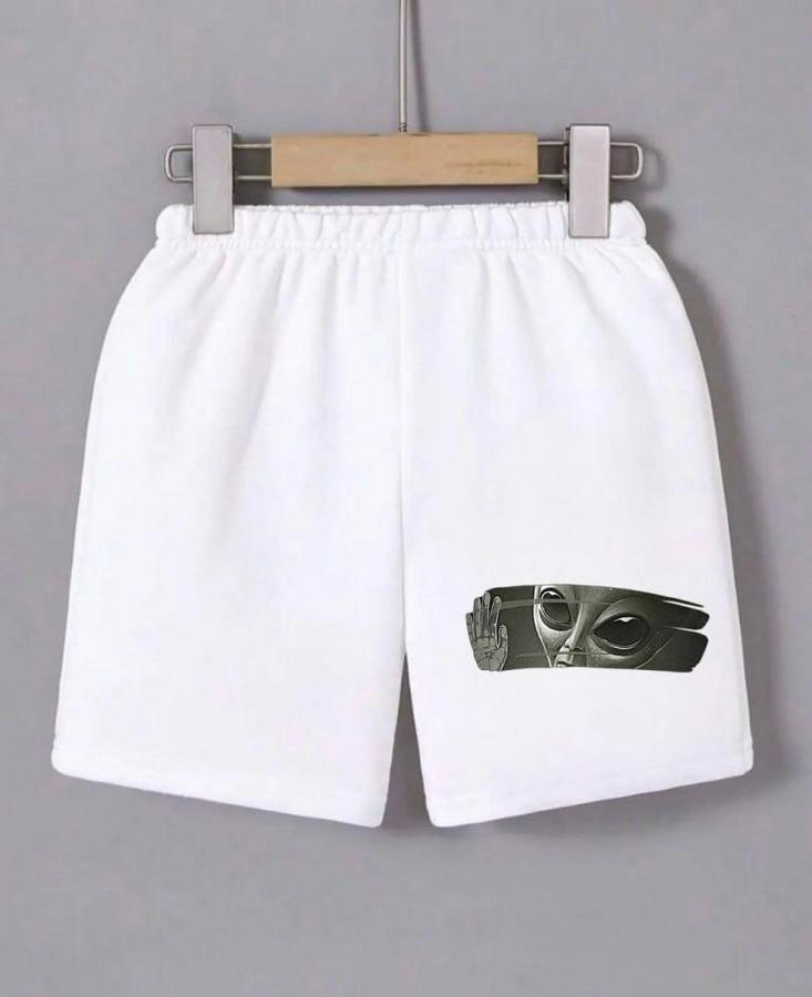 Beli Lastikli Baskılı Mini Şort