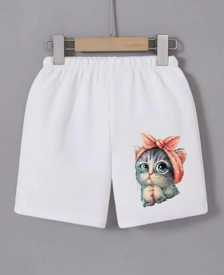 Beli Lastikli Baskılı Mini Şort