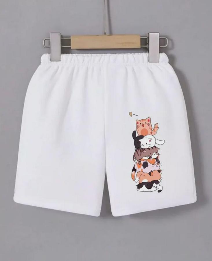 Beli Lastikli Baskılı Mini Şort