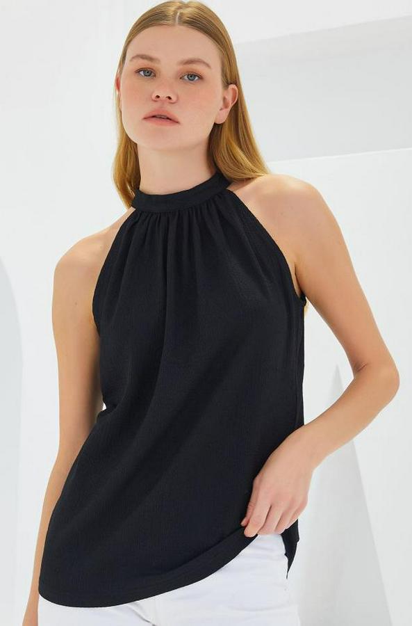 Halter Yaka Örme Bluz
